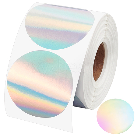 Round Dot Paper Holographic Thermal Printable Label Stickers STIC-WH0004-43-1