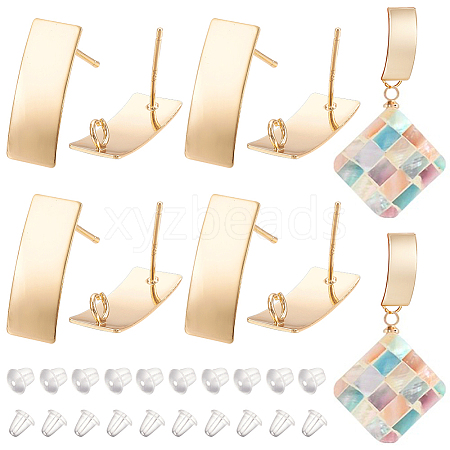 BENECREAT 12Pcs Brass Stud Earring Findings KK-BC0011-36-1