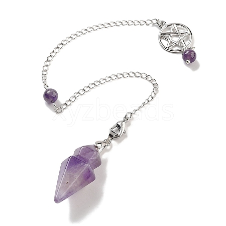 Natural Amethyst Pointed Dowsing Pendulums G-K338-12P-05-1