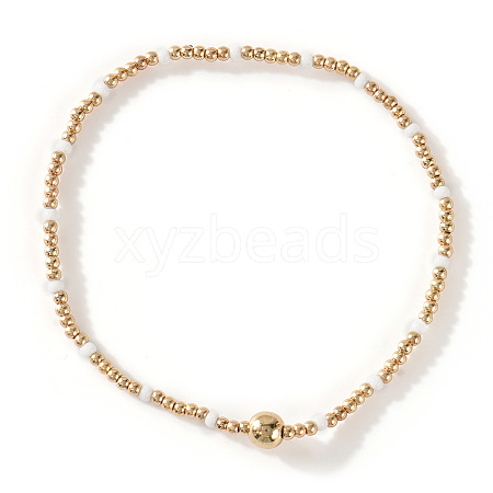 Glass Seed Beads & CCB Beads Stretch Bracelets TB4137-46-1