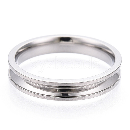 201 Stainless Steel Grooved Finger Ring Settings STAS-WH0039-11E-P-1