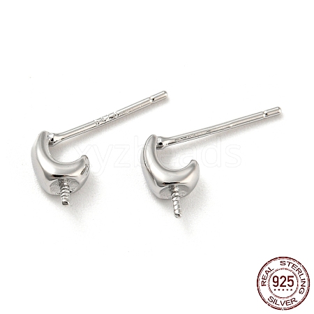 Rhodium Plated 925 Sterling Silver Stud Earring Findings STER-Q192-22P-1