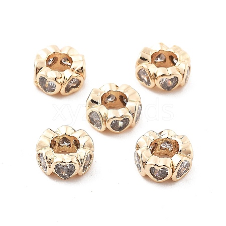 Brass Micro Pave Clear Cubic Zirconia Beads KK-R216-20KCG-1