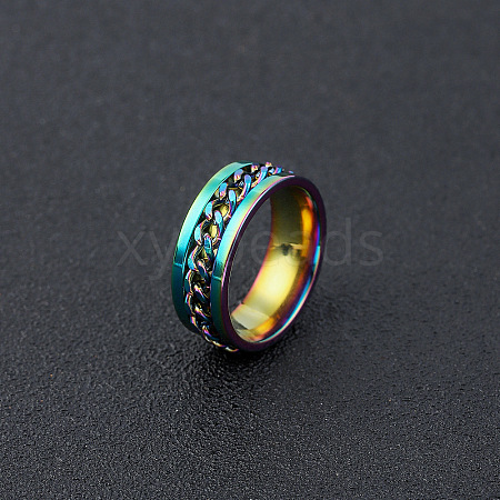 304 Stainless Steel Rotatable Chain Finger Rings for Men FS-WG60CA3-33-1