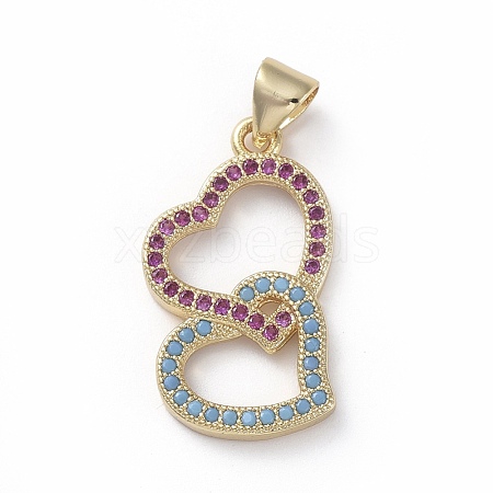 Brass Micro Pave Cubic Zirconia Pendants ZIRC-G157-11G-01-1