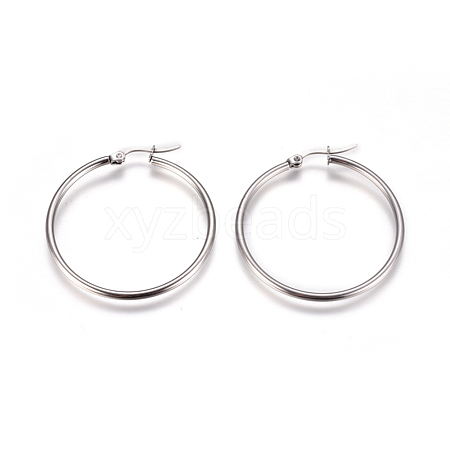 Tarnish Resistant 201 Stainless Steel Hoop Earrings EJEW-F237-02A-P-1