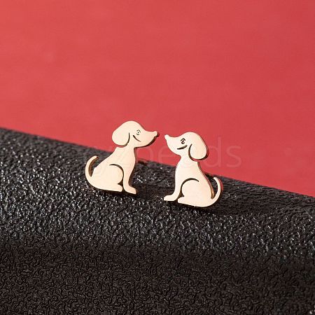 Stainless Steel Dog Stud Earrings PW-WG53AF2-07-1