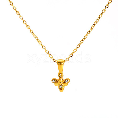 304 Stainless Steel Crystal Rhinestone Pendant Necklaces for Women WG07512-04-1