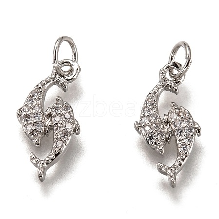 Brass Micro Pave Clear Cubic Zirconia Pendants ZIRC-B002-63P-1