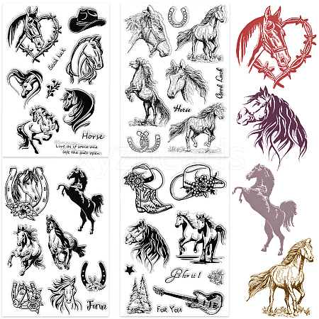 CRASPIRE 4 Sheets 4 Styles Custom PVC Plastic Clear Stamps DIY-CP0010-07-1