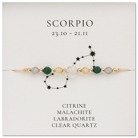 Natural stone constellation bracelet with 12 zodiac signs NR2952-12-1