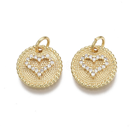 Brass Micro Pave Clear Cubic Zirconia Charms KK-R133-034G-NF-1