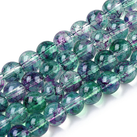 Baking Painted Glass Beads Strands S-DGLA-Q023-8mm-DB79-1