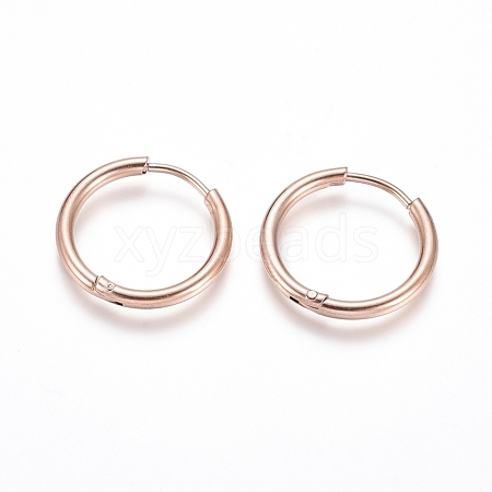 Ion Plating(IP) 304 Stainless Steel Huggie Hoop Earrings EJEW-F111-18mm-RG-1