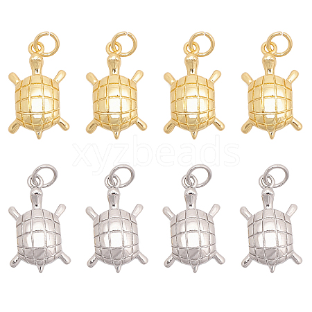 CHGCRAFT 8Pcs 2 Colors Rack Plating Brass Pendants ZIRC-CA0001-22-1