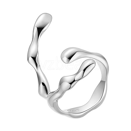 SHEGRACE Rhodium Plated 925 Sterling Silver Cuff Rings JR837A-1