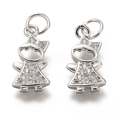 Brass Micro Pave Clear Cubic Zirconia Pendants ZIRC-C020-40P-1