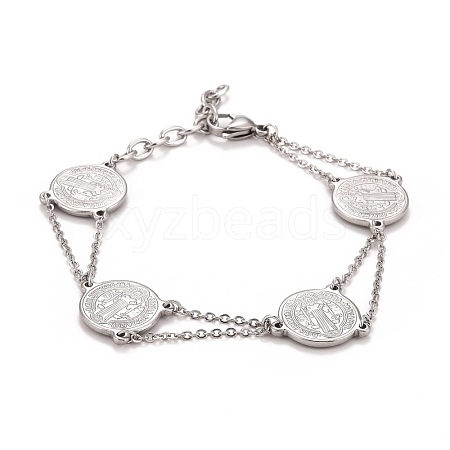 Non-Tarnish 304 Stainless Steel Saint Benedict Link Bracelet for Men Women STAS-E160-34P-1