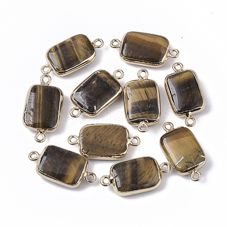 Edge Golden Plated Natural Tiger Eye Links connectors G-S359-034C-1