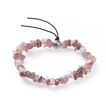 Chip Natural Strawberry Quartz Stretch Bracelets BJEW-JB04564-04-1