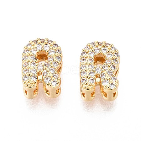 Brass Micro Pave Clear Cubic Zirconia Beads KK-T071-17G-R-1