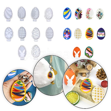 10Pcs Easter Egg Pendant DIY Silicone Molds SIMO-C011-03-1