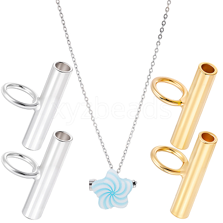 4Pcs 2 Colors 925 Sterling Silver Pin to Pendant Converter STER-BBC0009-17A-1