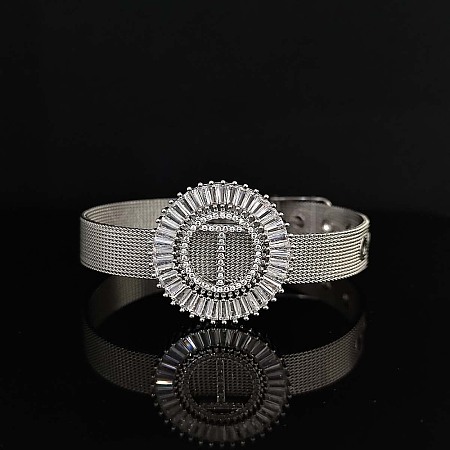 Brass Micro Pave Clear Cubic Zirconia Bangles for Women FS-WGA7409-24-1