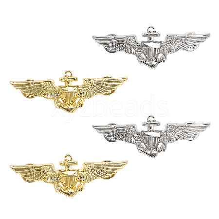 CHGCRAFT 4Pcs 2 Colors Brass Eagle Wing Brooch JEWB-CA0001-43-1