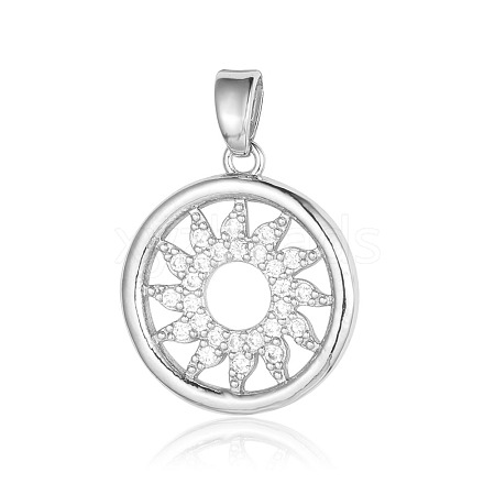 Brass Micro Pave Clear Cubic Zirconia Pendants ZIRC-OY001-16P-1