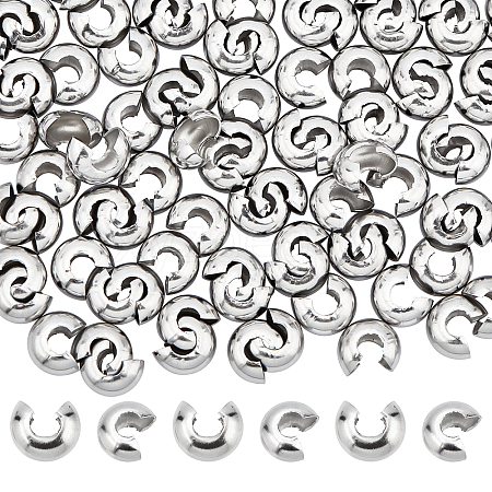 DICOSMETIC 120pcs 304 Stainless Steel Crimp Beads Covers STAS-DC0004-88-1