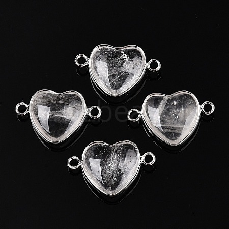 Natural Quartz Crystal Love Heart Pendants G-T138-205C-P-1