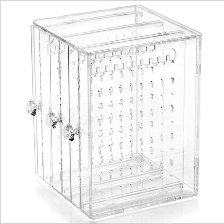 Rectangle 3 Vertical Drawers Transparent Plastic Jewelry Organizer Case WG65716-01-1