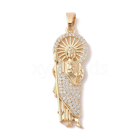 Brass Clear Cubic Zirconia Pendants KK-Z050-02G-1