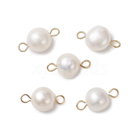 Natural Pearl Two Sides Polished Connector Charms PALLOY-JF04637-1