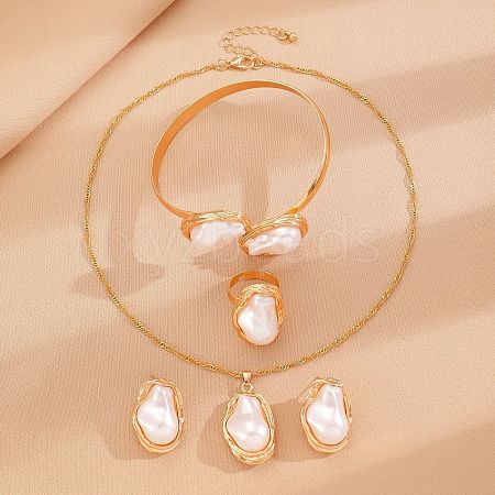 Oval Alloy & Plastic Pearl Jewelry Sets WGB491C-16-1