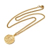 Brass Clear Cubic Zirconia Curb Chain Constellation Pendant Medal Necklaces for Women NJEW-U010-01G-10-2