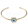 Shell Evil Eye Open Cuff Bangle with Synthetic Turquoise BJEW-N012-041-2