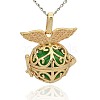 Golden Tone Brass Hollow Round Cage Pendants KK-J237-10G-3