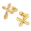 Rack Plating Cross Brass Pave Clear Cubic Zirconia Stud Earrings EJEW-S245-01G-B-2