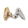 Brass Micro Pave Clear Cubic Zirconia Interlocking Clasps KK-J301-01-1