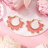 304 Stainless Steel Glass Seed Beads Hoop Earrings EJEW-MZ00337-04-1