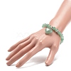 Natural Green Aventurine Round Beaded Stretch Bracelet with Heart Charm BJEW-JB09019-05-3