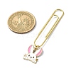 Rabbit Alloy Enamel Pendant Bookmarks AJEW-JK00306-3