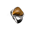 304 Stainless Steel with Natural Tiger Eye Finger Rings for Men FS-WG9BB25-07-2