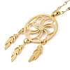 Woven Net/Web with Feather 304 Stainless Steel Boho Pendant Necklaces for Women NJEW-G087-03G-2