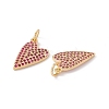 Rack Plating Brass Micro Pave Hot Pink Cubic Zirconia Pendants ZIRC-C040-19G-3