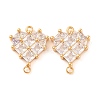 Brass Pave Clear Cubic Zirconia Connector Charms KK-S389-38G-1