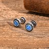 Stainless Steel Micro Pave Cubic Zirconia Stud Earrings PW-WGB72E2-01-3