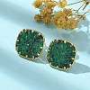 304 Stainless Steel Turquoise Square Stud Earrings for Women EJEW-R010-01G-04-1